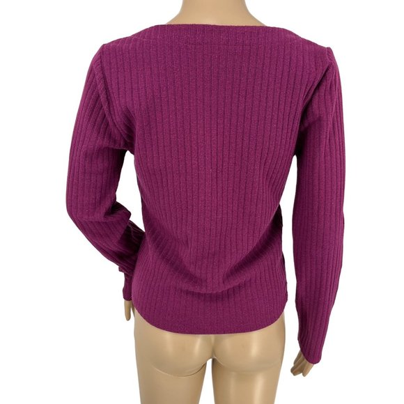 Maeve by Anthropologie Meryl plum metallic cardigan sweater M purple long sleeve - Picture 5 of 10